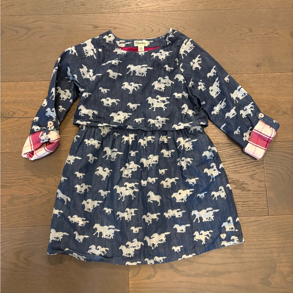 Hatley girls denim dress sz 7 NWT retail $122